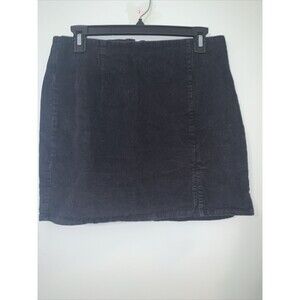 Aeropostale  Cotton Blend Black Corduroy Mini Skirt Size Large W/ Front Slit